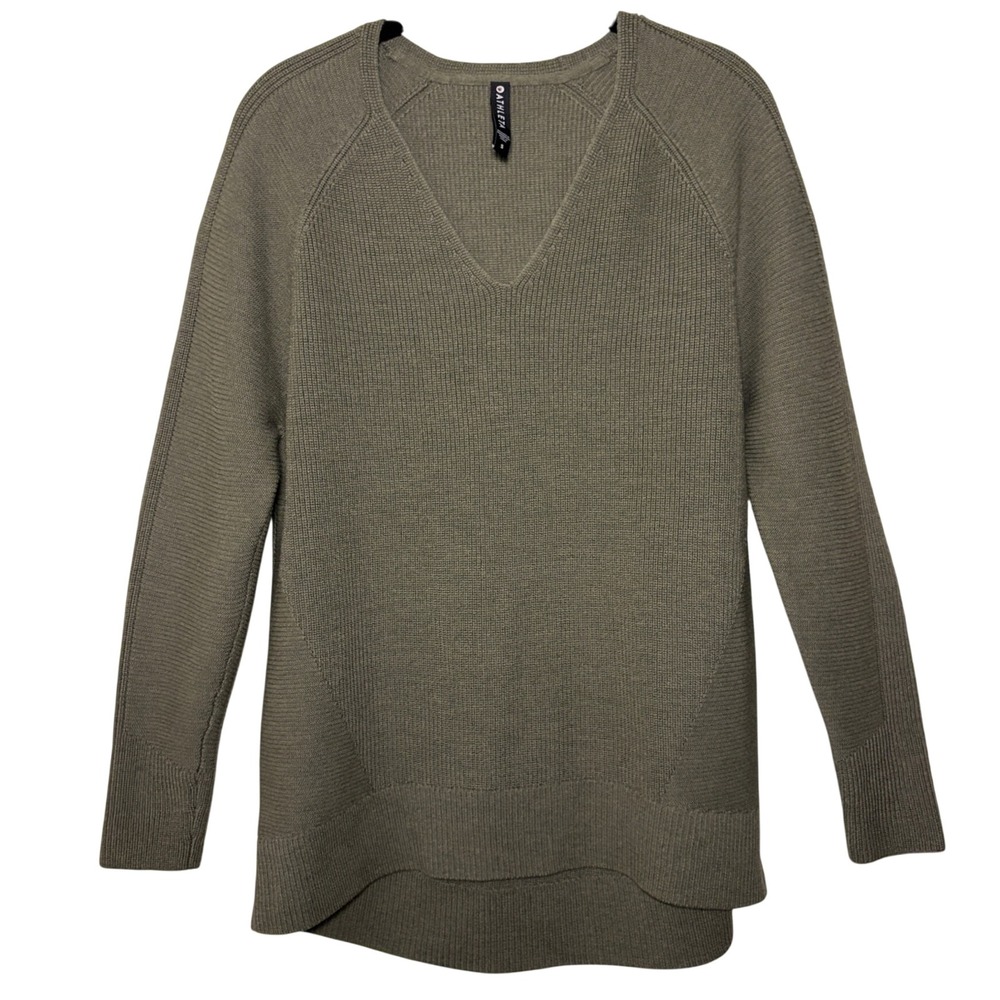 Athleta | Olive Green Hanover Sweater - Merino Wool Blend Ribbed | Size Small
